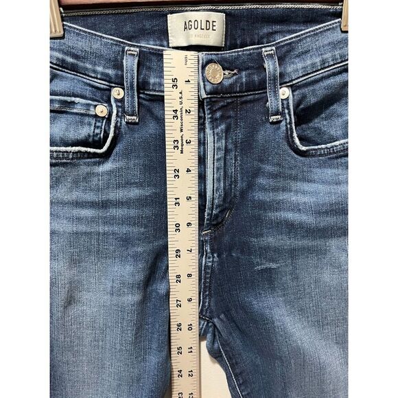 Agolde Women's Sophie High Rise Cropped Jeans Size 25 Skinny Stretch Raw Hem - Picture 9 of 10